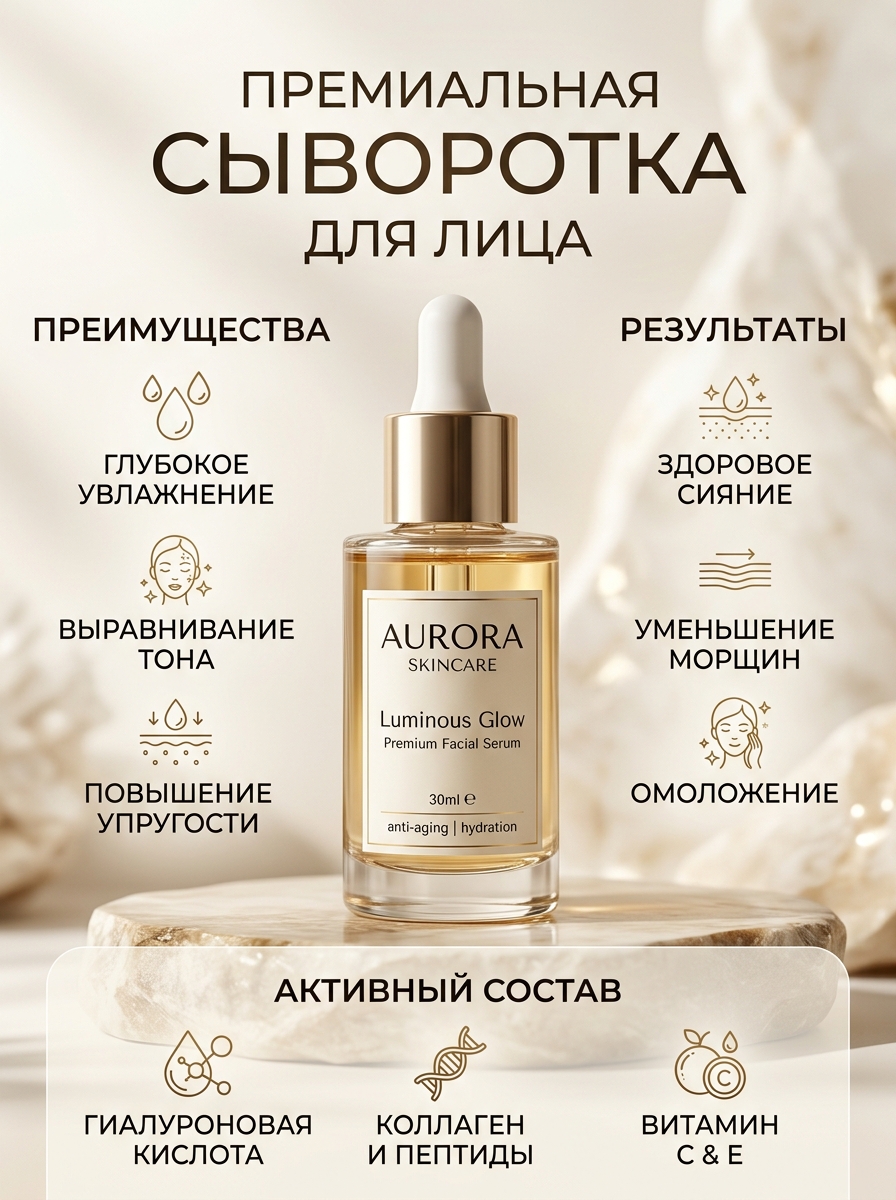 Карточка товара Ozon с косметической сывороткой